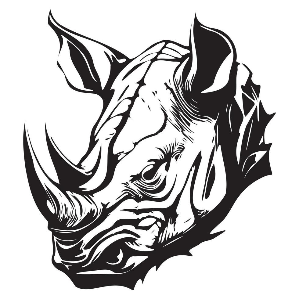 hoofd van neushoorn vector illustratie, neushoorn logo