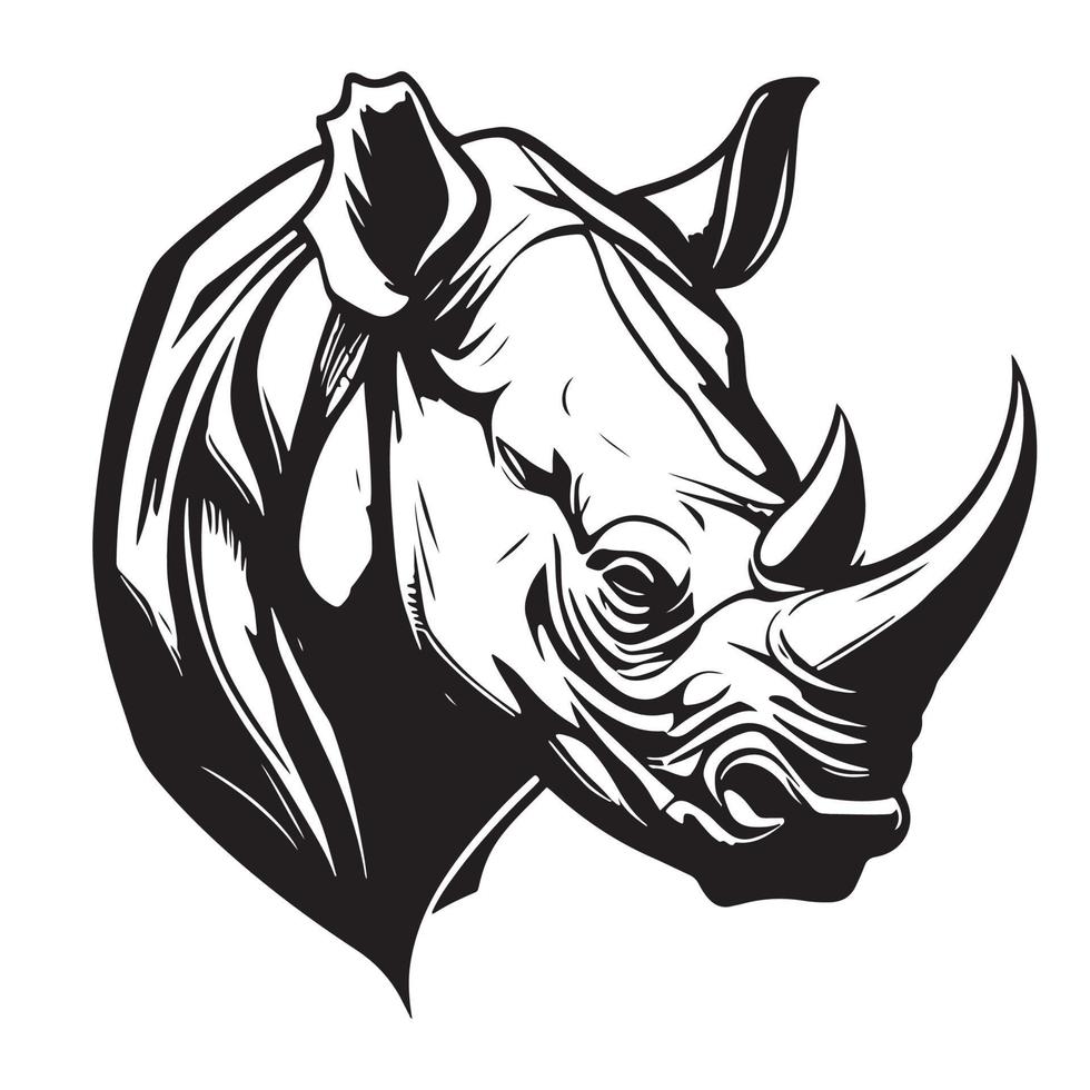 hoofd van neushoorn vector illustratie, neushoorn logo