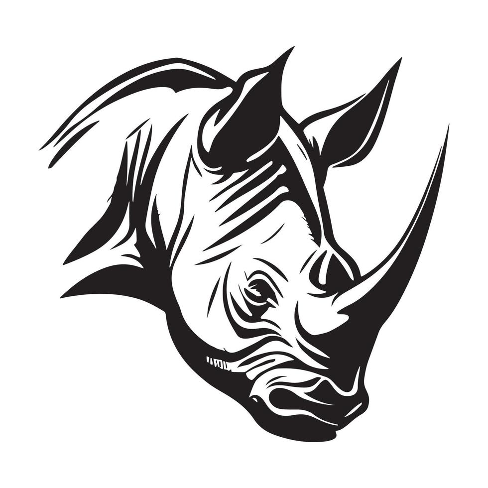 hoofd van neushoorn vector illustratie, neushoorn logo