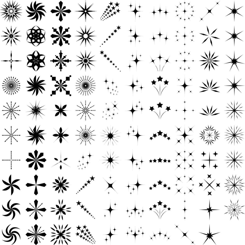 sparkles vorm en brand vlokken vorm reeks van 50 vector