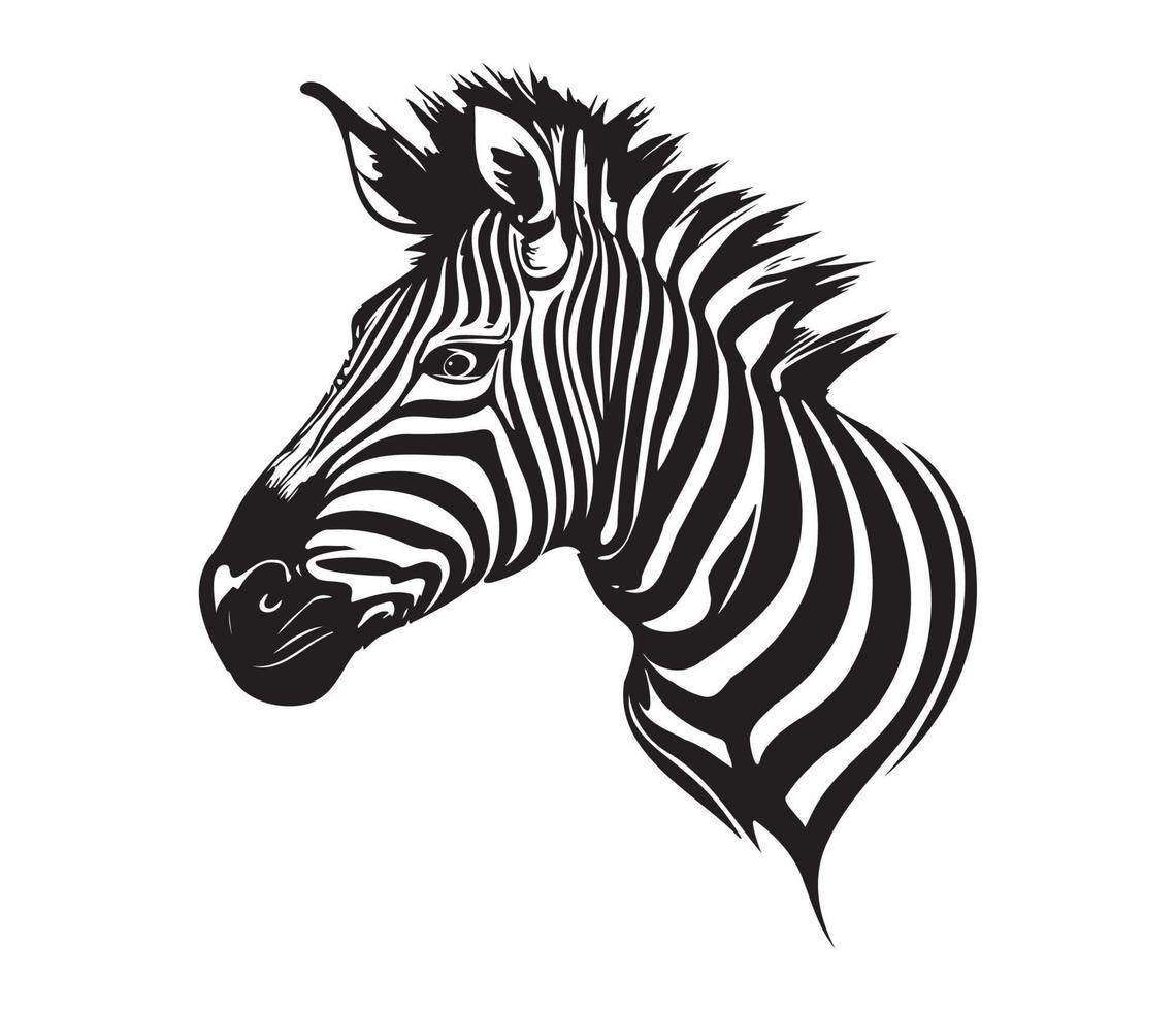 zebra gezicht, silhouetten zebra gezicht, zwart en wit zebra vector