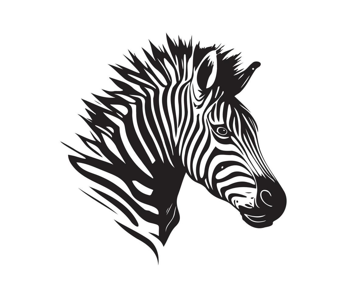zebra gezicht, silhouetten zebra gezicht, zwart en wit zebra vector