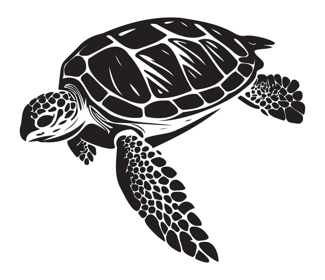 zwemmen zee schildpad icoon zee dier zwart symbool, onderwater- dieren vector