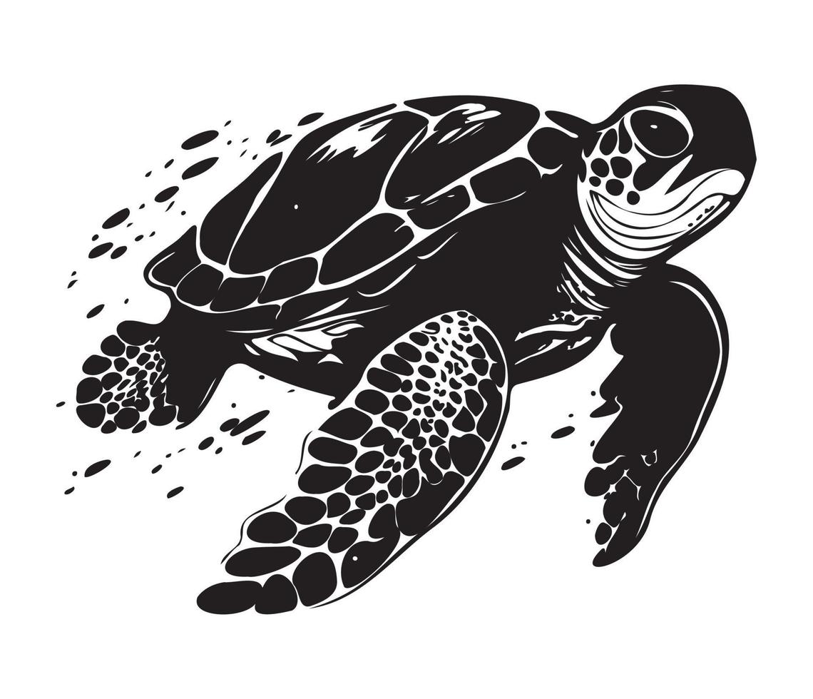 zwemmen zee schildpad icoon zee dier zwart symbool, onderwater- dieren vector