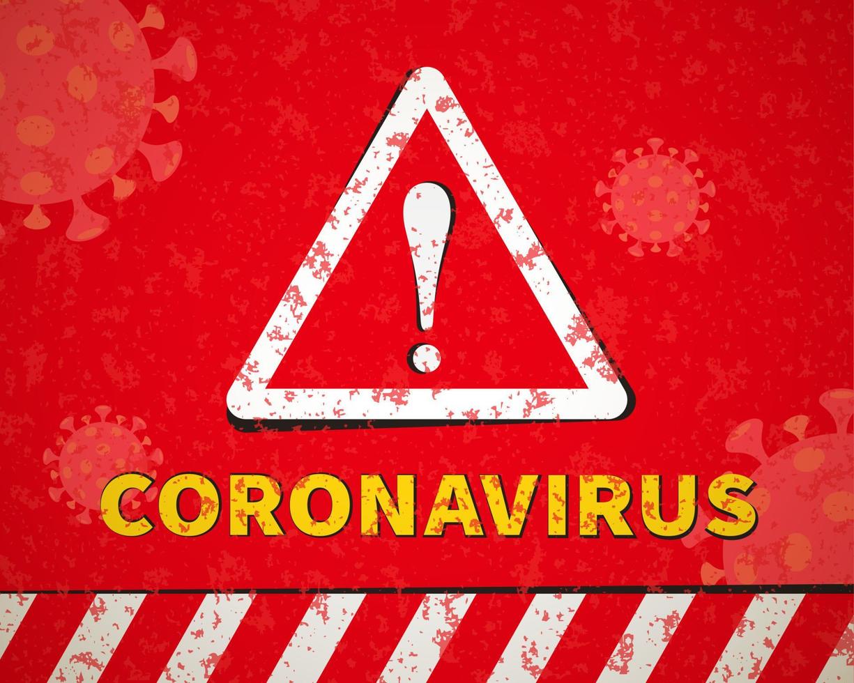 coronavirus aandacht teken in driehoek Aan rood achtergrond, uitroep Mark icoon en waarschuwing lijn element vector