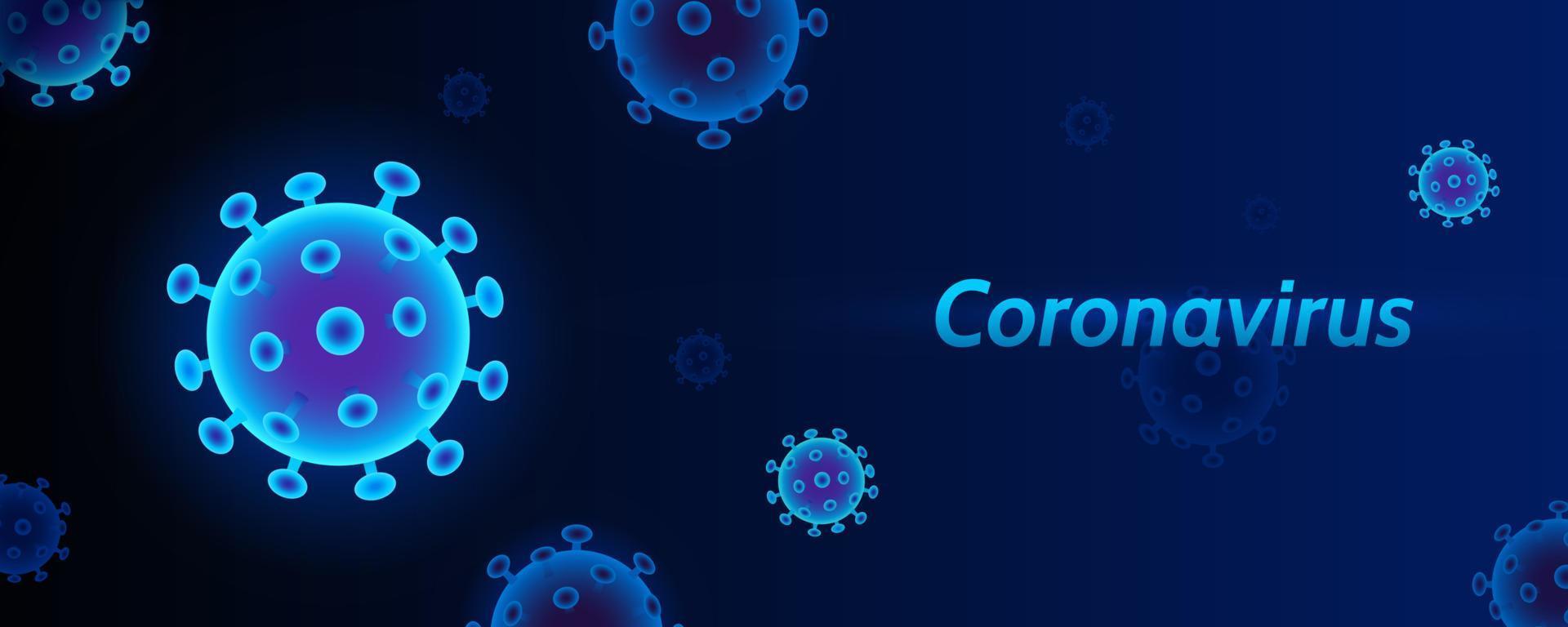 fluorescerend blauw doorzichtig coronavirus Aan donker achtergrond vector