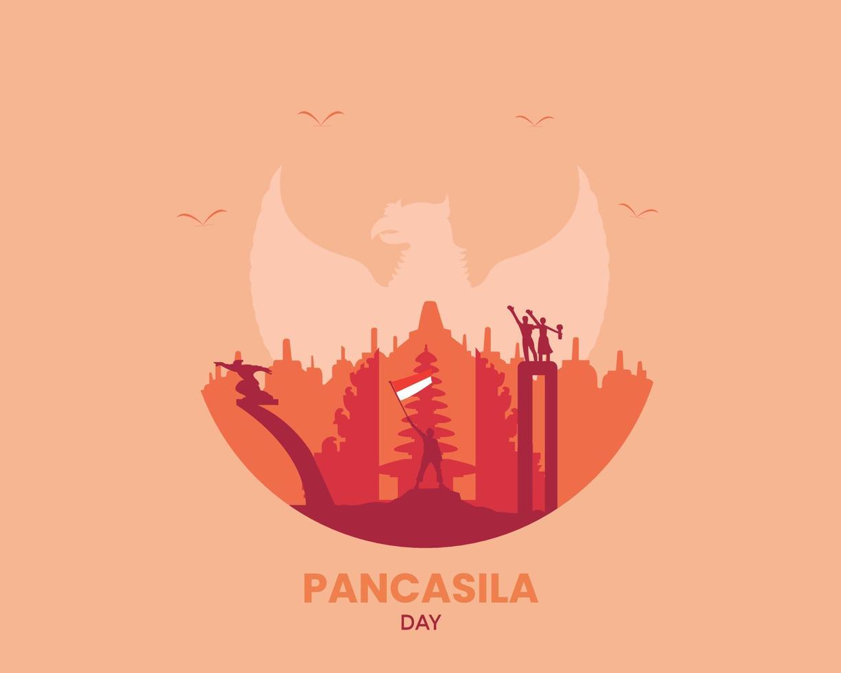 pancasila dag met Indonesië mijlpaal vlak illustratie vector