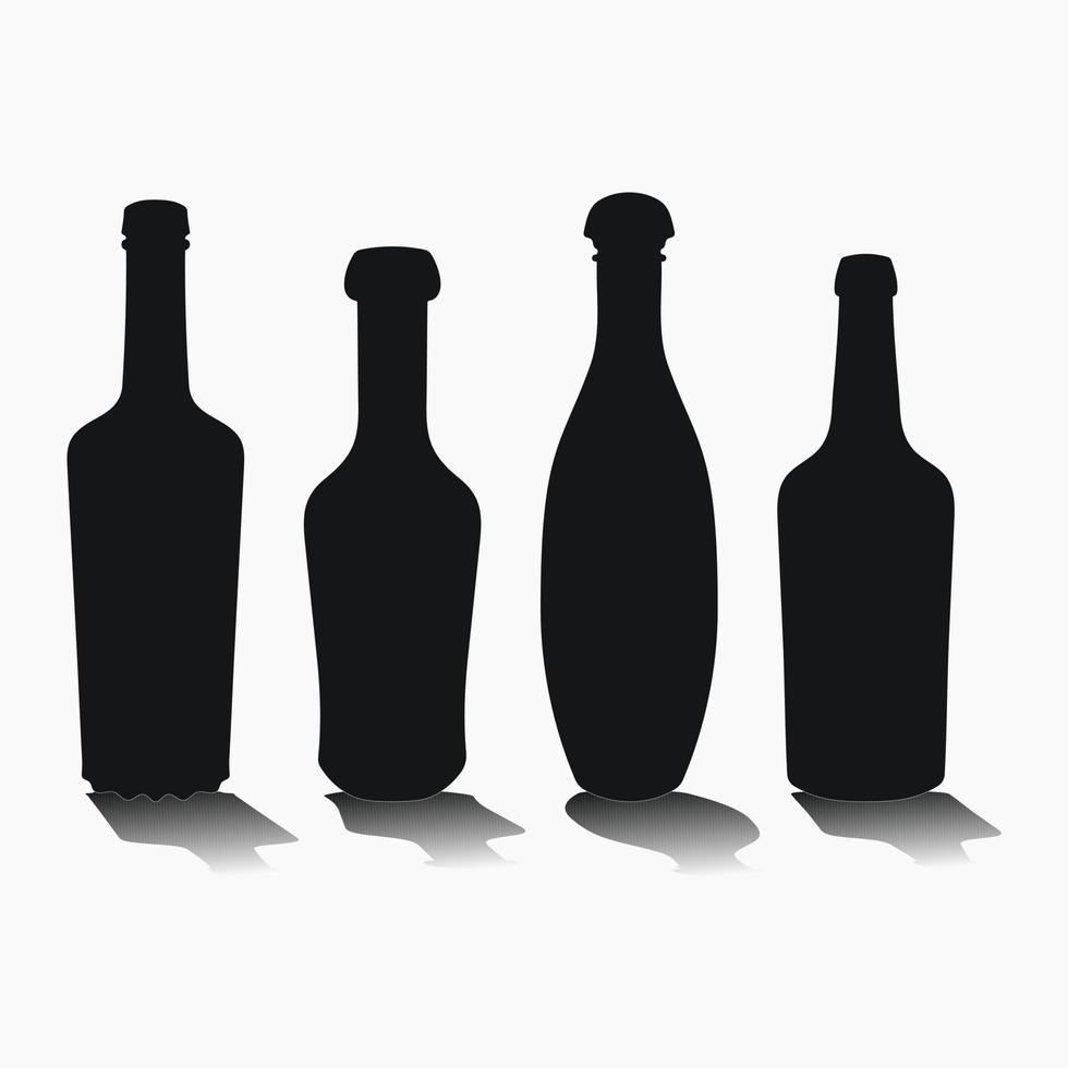 vorm van silhouet van fles voor alcohol, bier, kwas, wateren. schets van een houder voor opslaan vloeistof vector