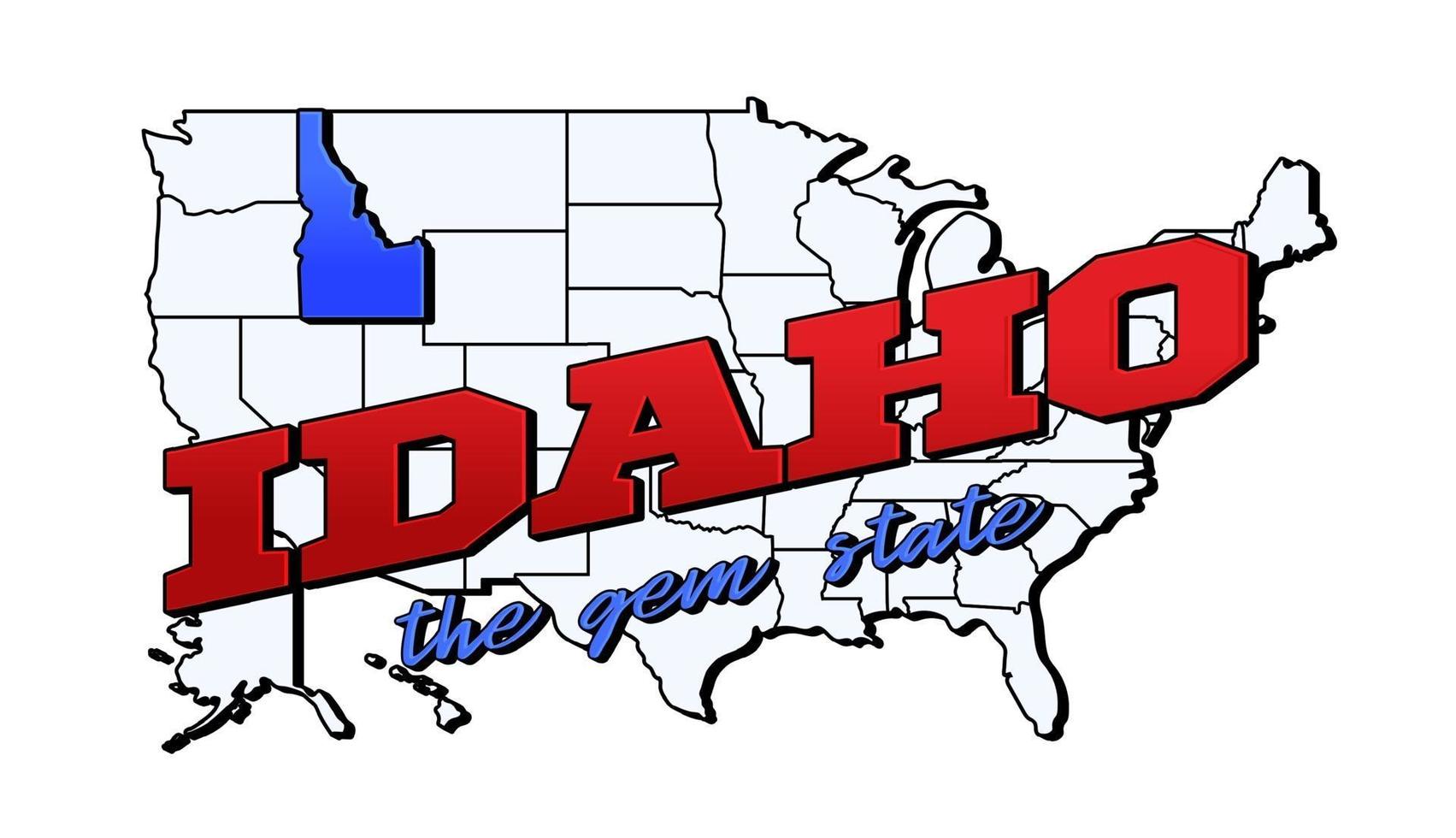 vectorillustratie met ons idaho staat op Amerikaanse kaart met belettering vector