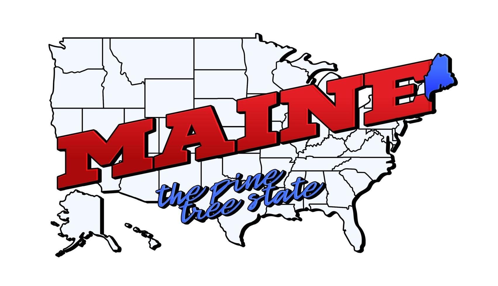 vectorillustratie met ons maine state op Amerikaanse kaart met letters vector