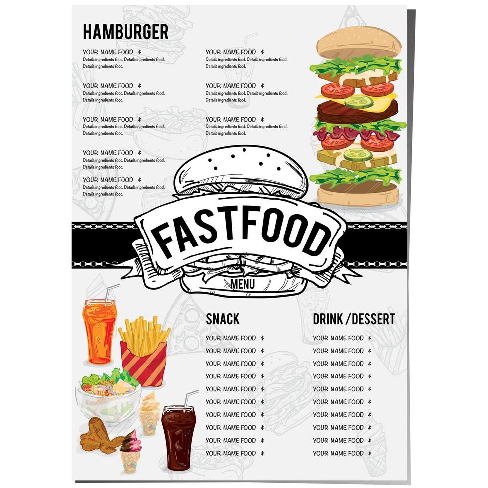 menu eten restaurant sjabloonontwerp vector