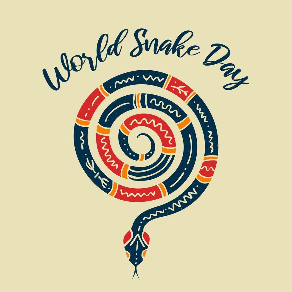 vector silhouet van een slang met een stam, etnisch ornament. slang in een spiraal. wereld slang dag