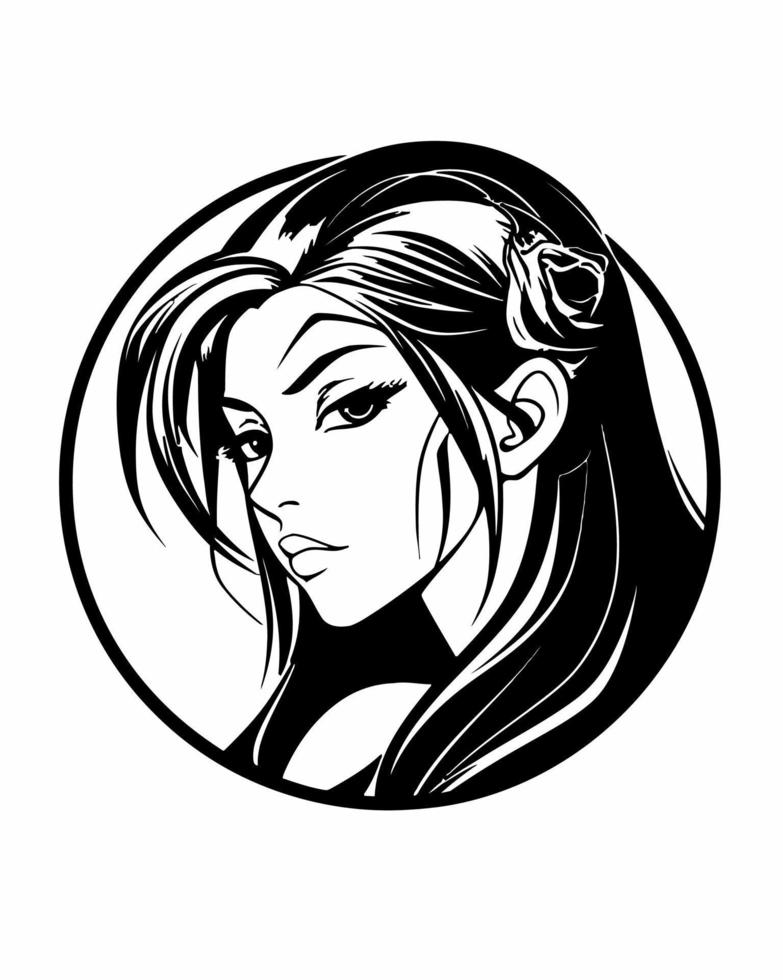 expressief anime meisje logo vector