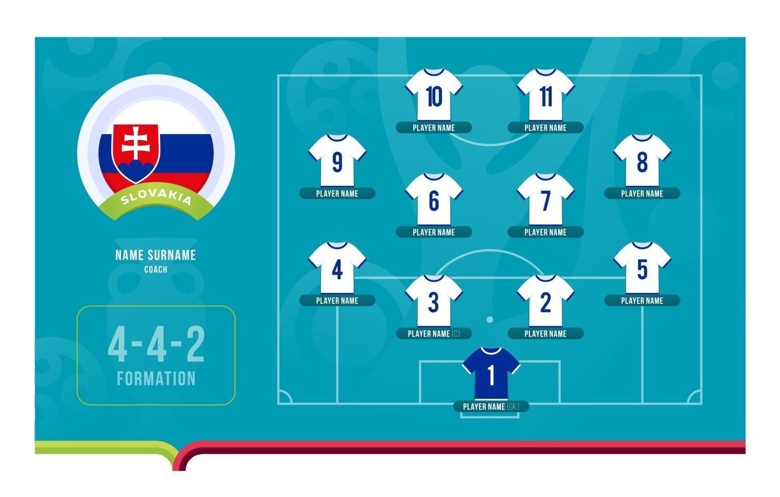 Slowakije line-up voetbaltoernooi laatste fase vectorillustratie vector