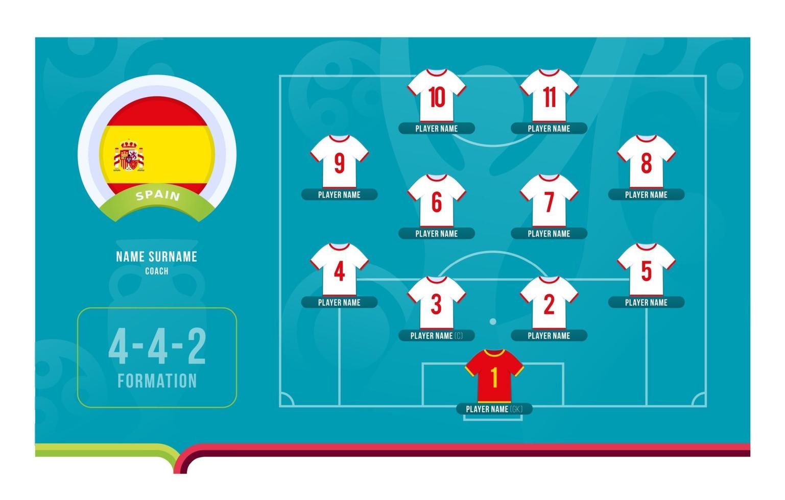 Spanje line-up voetbaltoernooi laatste fase vectorillustratie vector