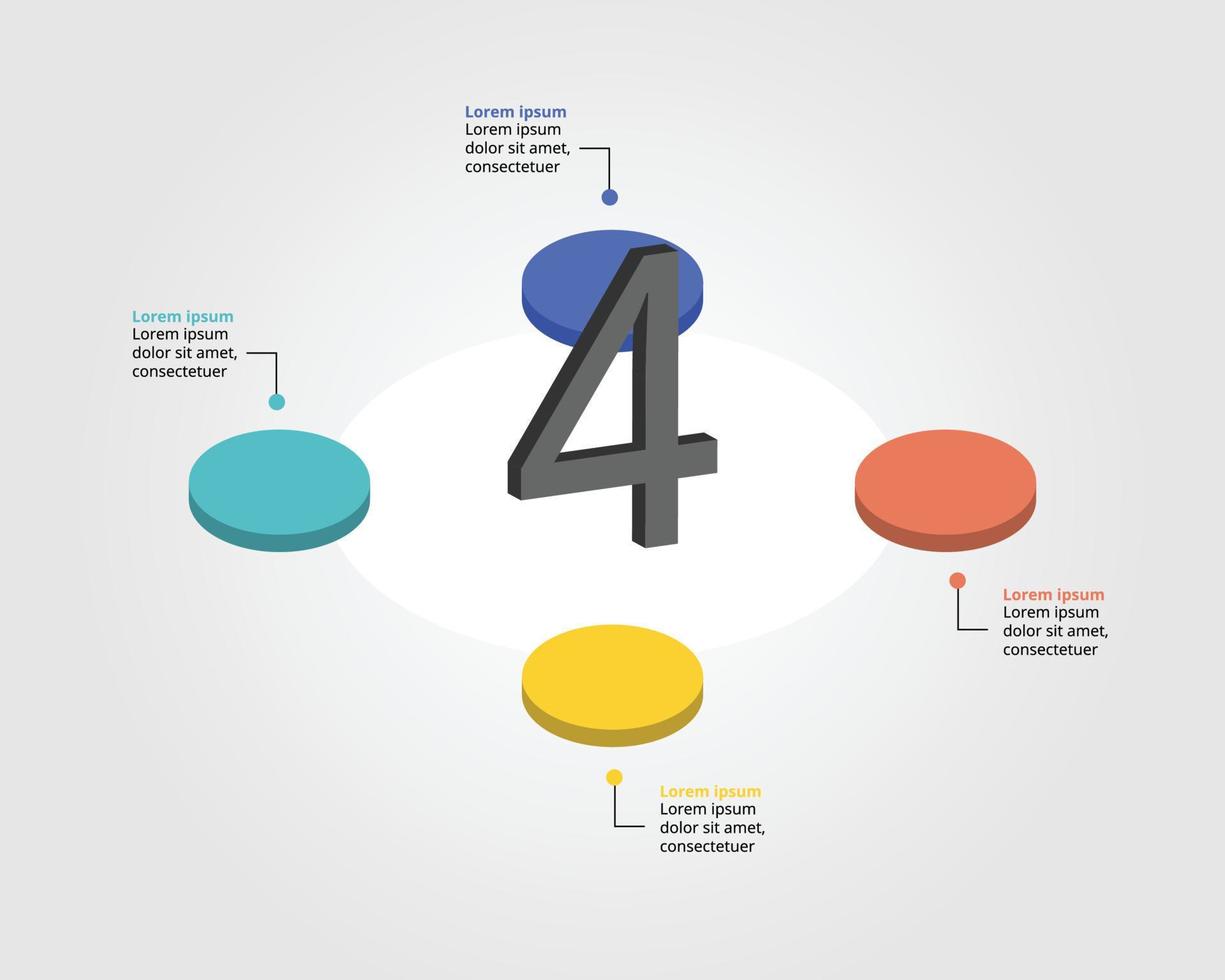 cirkel sjabloon voor infographic voor presentatie voor 4 element vector