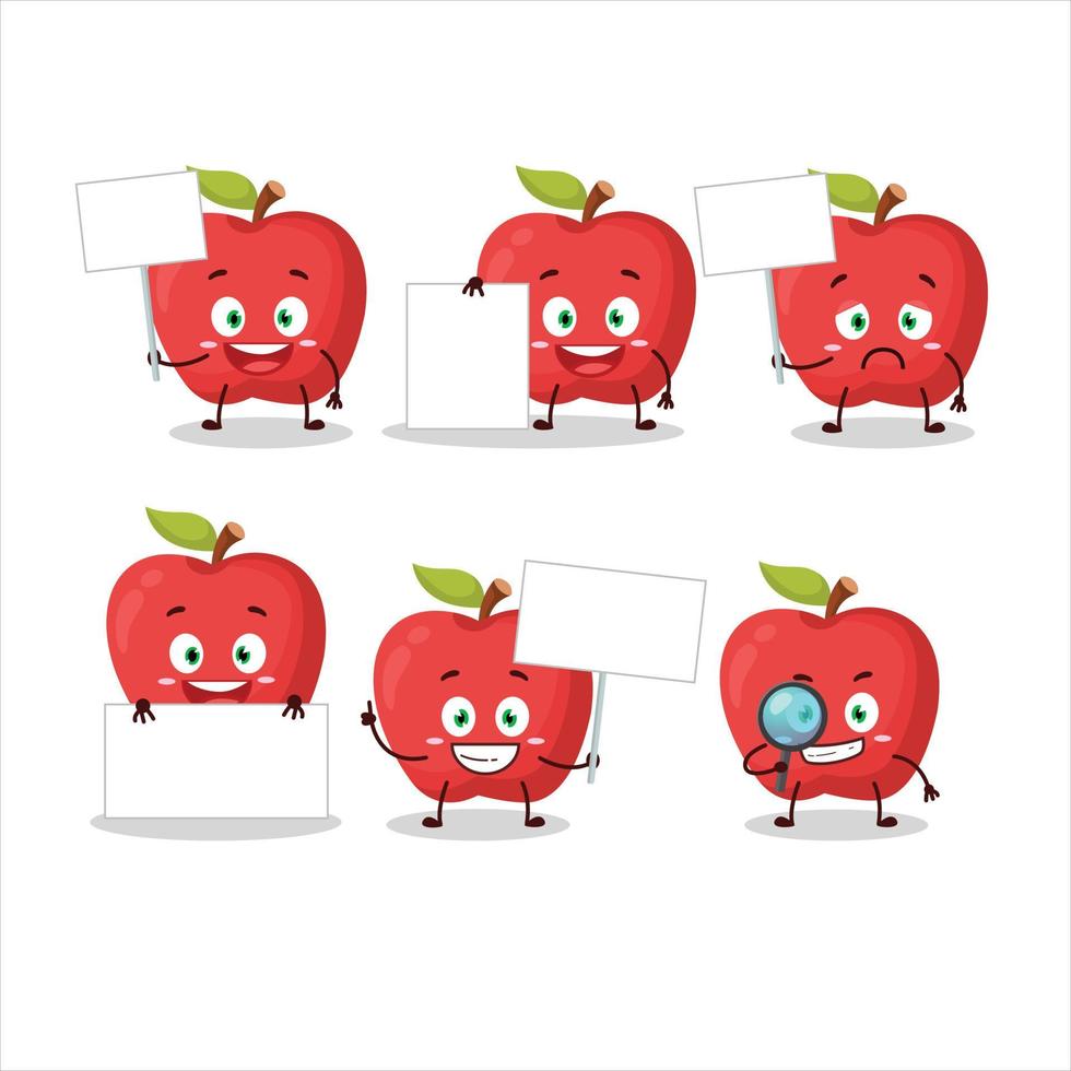 appel tekenfilm in karakter brengen informatie bord vector
