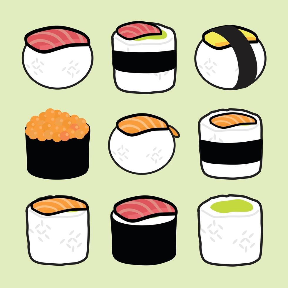 Japans eten sushi vector illustratie set