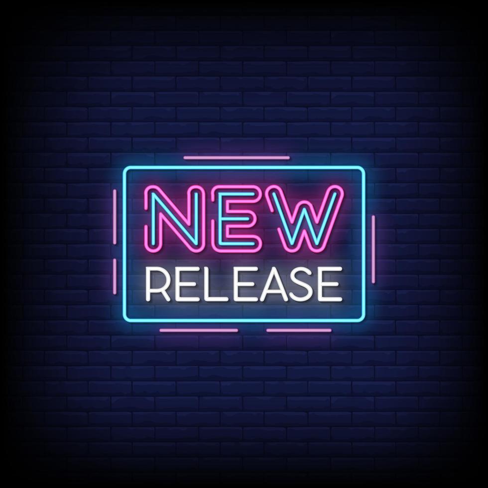 nieuwe release neonreclame stijl tekst vector
