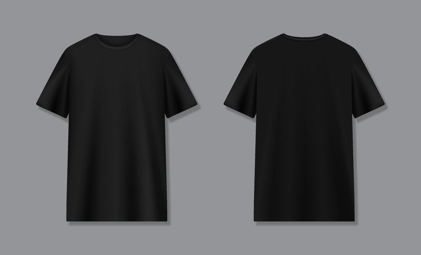 3d zwart t-shirt voorkant en terug mockup vector