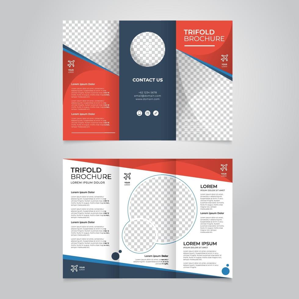 abstracte driebladige brochuremalplaatje met rode kleur vector