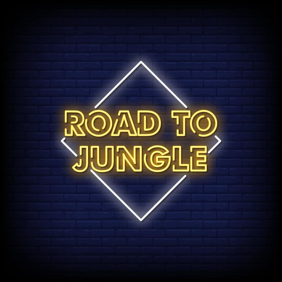 weg naar jungle neonreclames stijl tekst vector