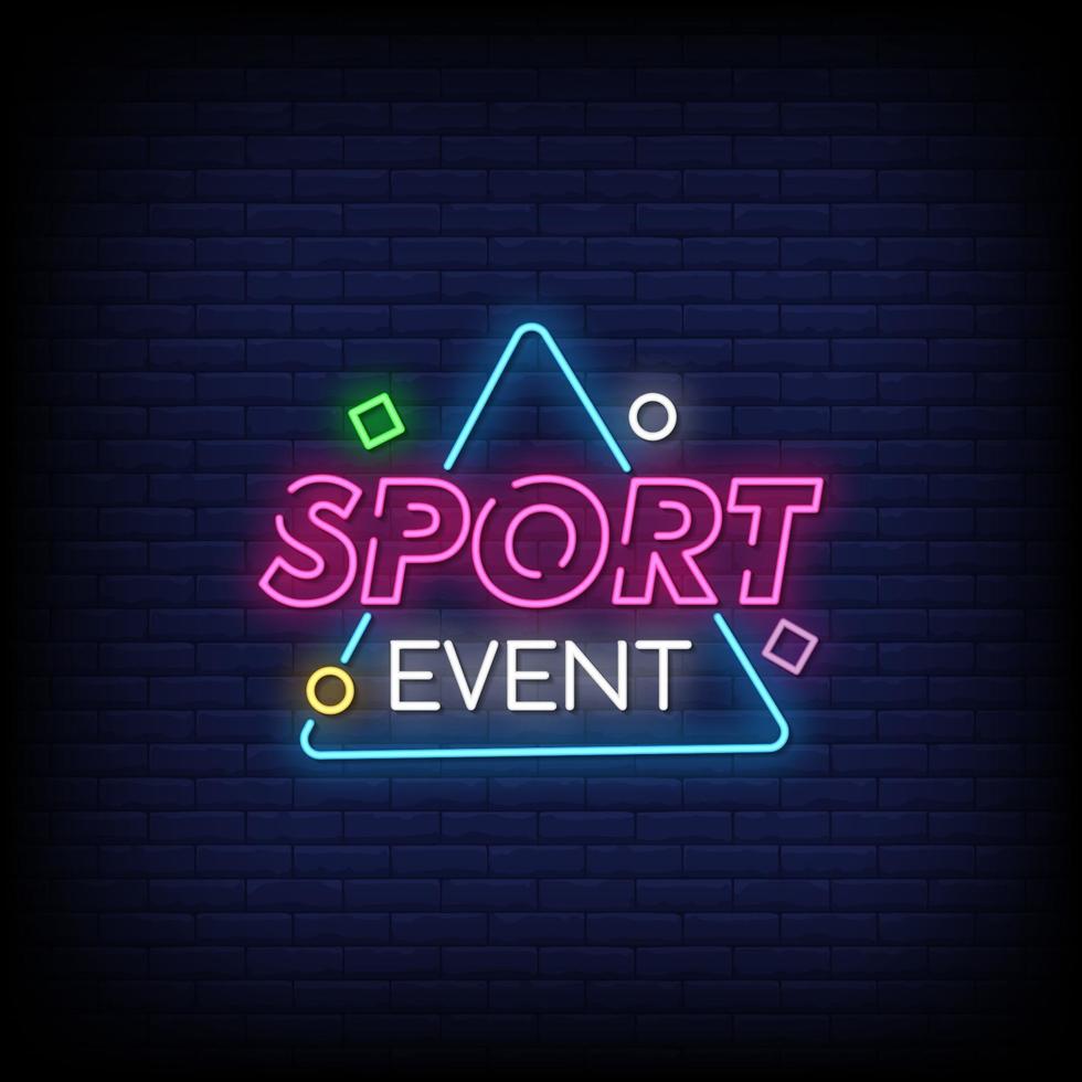 sportevenement neonreclames stijl tekst vector