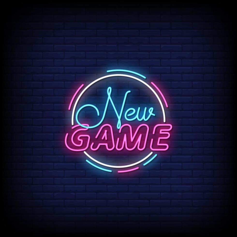 nieuw spel neonreclames stijl tekst vector