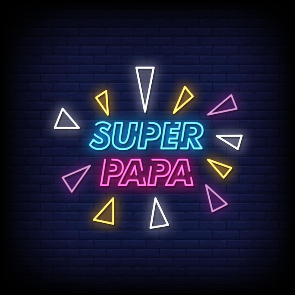 super papa neonreclames stijl tekst vector