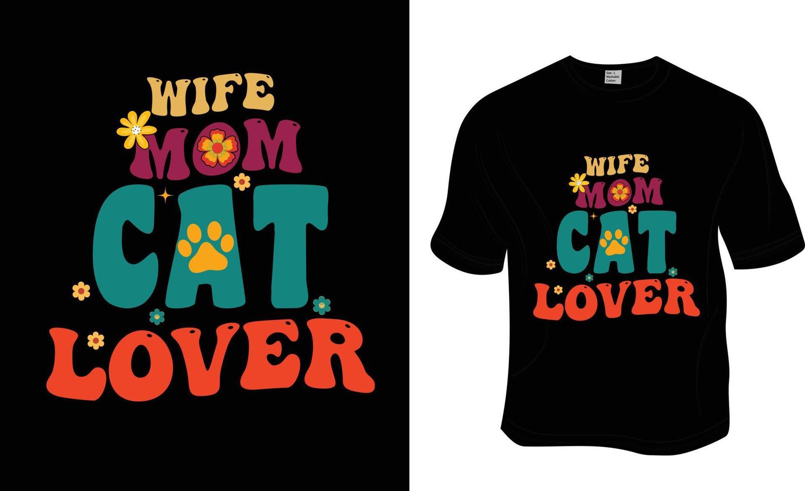 vrouwen mam kat minnaar, retro golvend, groovy huisdier minnaar, kat minnaar t-shirt ontwerp. klaar naar afdrukken voor kleding, poster, en illustratie. modern, gemakkelijk, belettering. vector