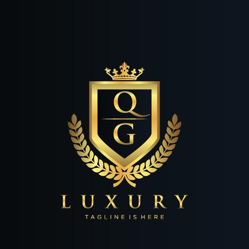 qg brief eerste met Koninklijk luxe logo sjabloon vector