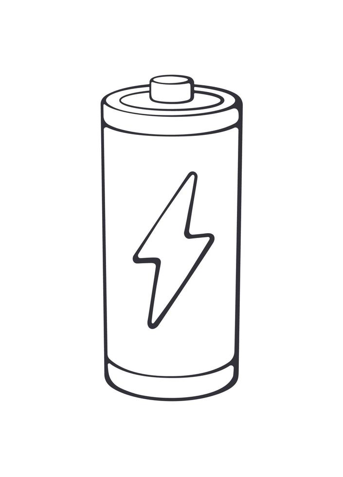 opladen energie toestand van elektrisch apparaat accumulator. schets icoon. vector illustratie. leeg in rekening brengen niveau accu indicator met bliksem teken. macht technologie. geïsoleerd wit achtergrond