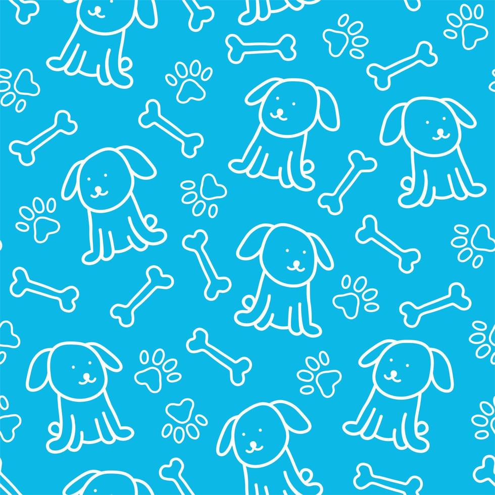 grafisch tekening naadloos patroon met puppy en huisdier elementen. decoratief naadloos patroon met schattig krabbels. vector