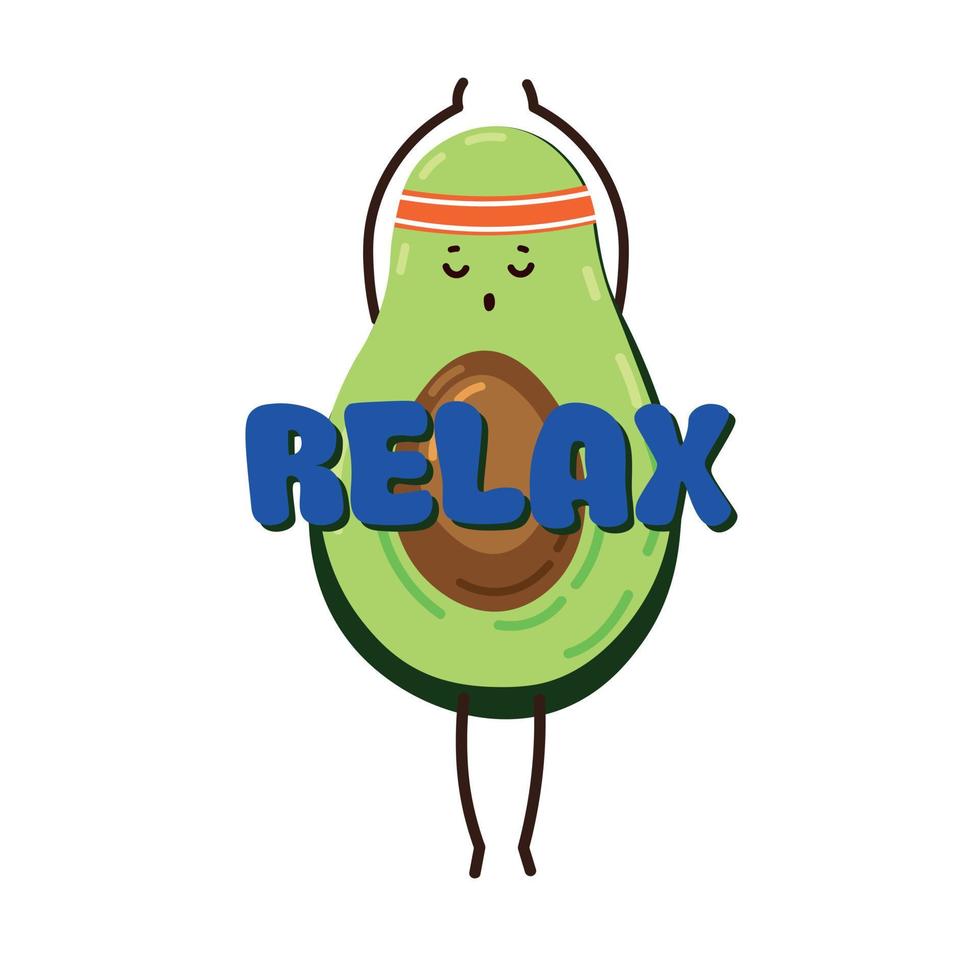 tekenfilm schattig en grappig avocado karakter aan het doen yoga. decoratief afdrukken met schattig avocado voor t-shirt en andere ontwerp vector