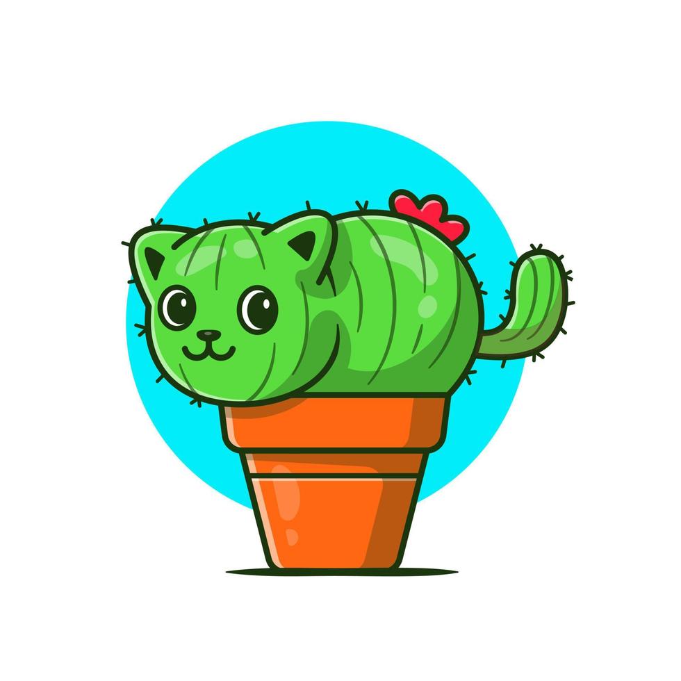 schattig kat cactus tekenfilm vector icoon illustratie. dier natuur icoon concept geïsoleerd premie vector. vlak tekenfilm stijl