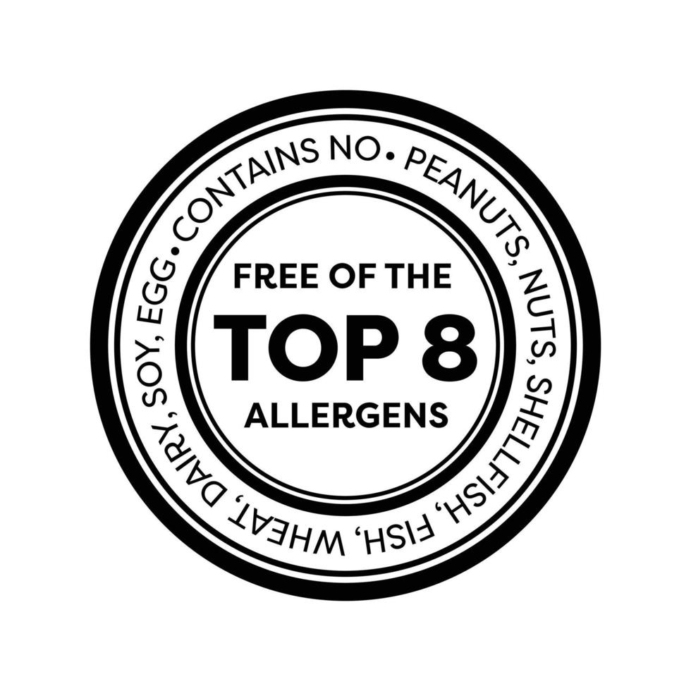 vector ontwerp elementen en icoon voor gezond voedsel verpakking zonder allergenen - top 8 allergeen vrij logo ontwerp sjabloon