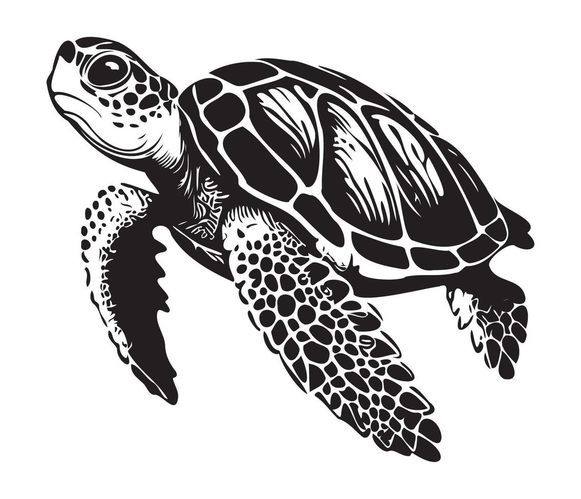 zwemmen zee schildpad icoon zee dier zwart symbool, onderwater- dieren vector