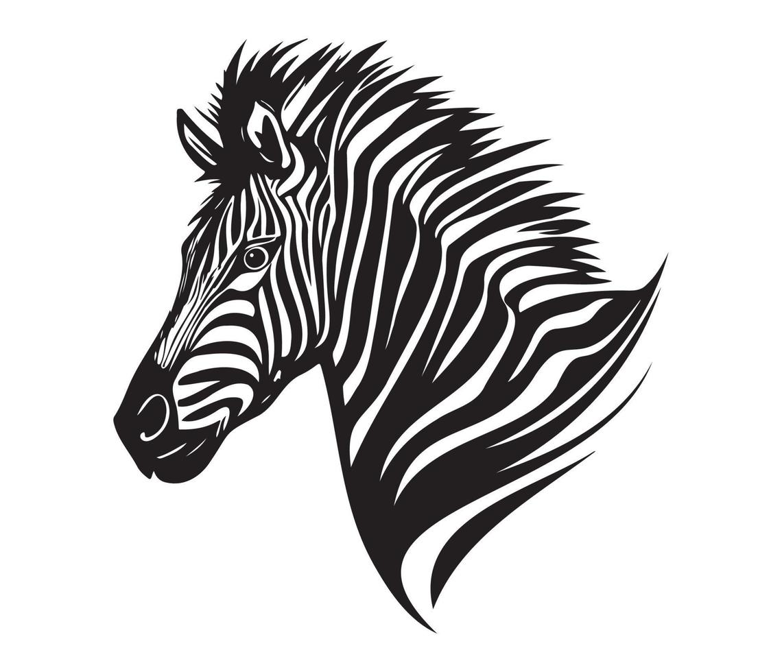 zebra gezicht, silhouetten zebra gezicht, zwart en wit zebra vector