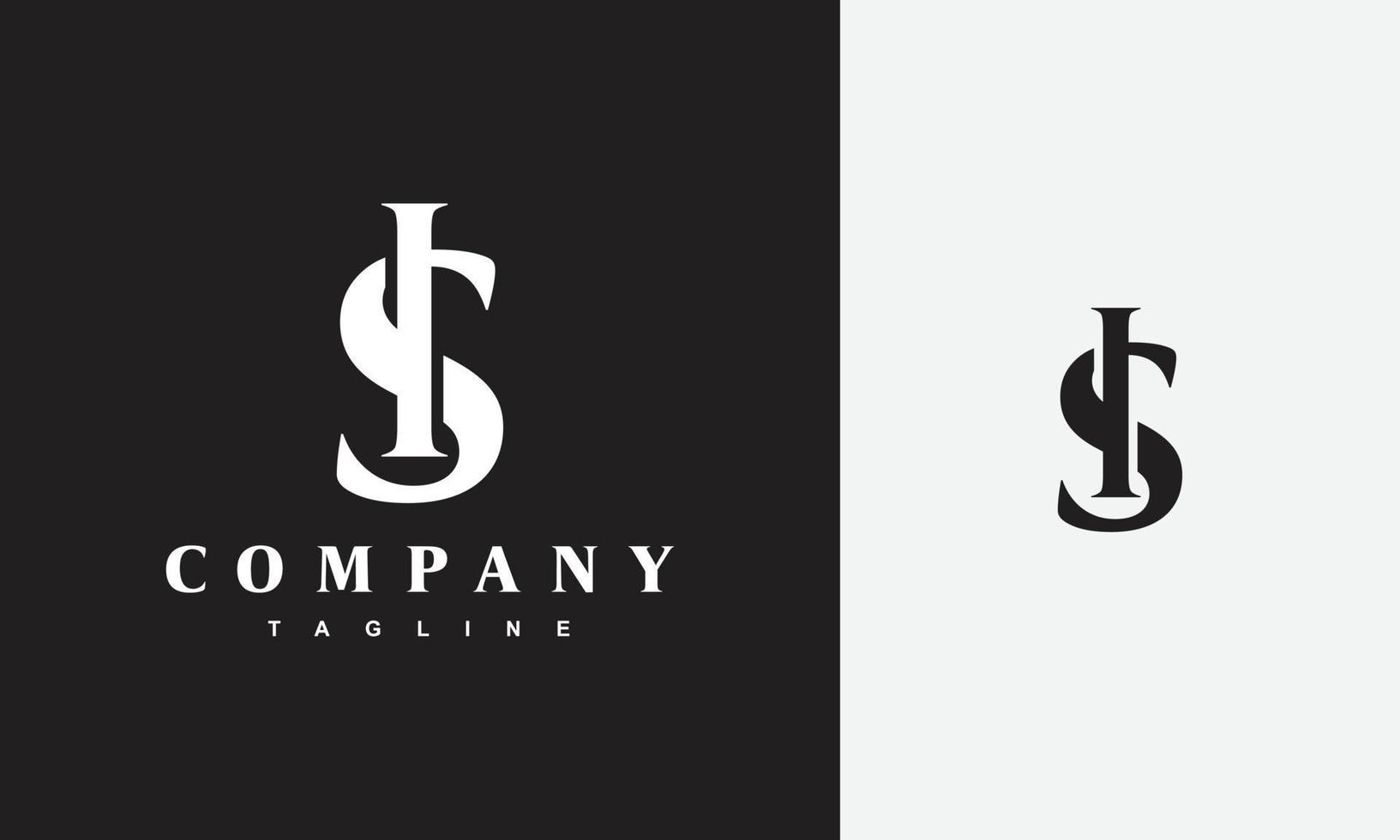 klassiek monogram brief si logo vector