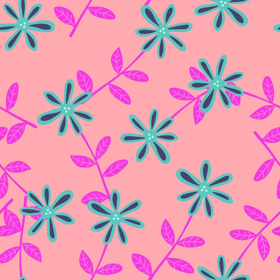 schattig bloem naadloos patroon. naief kunst stijl. hand- getrokken bloemen eindeloos achtergrond. vector