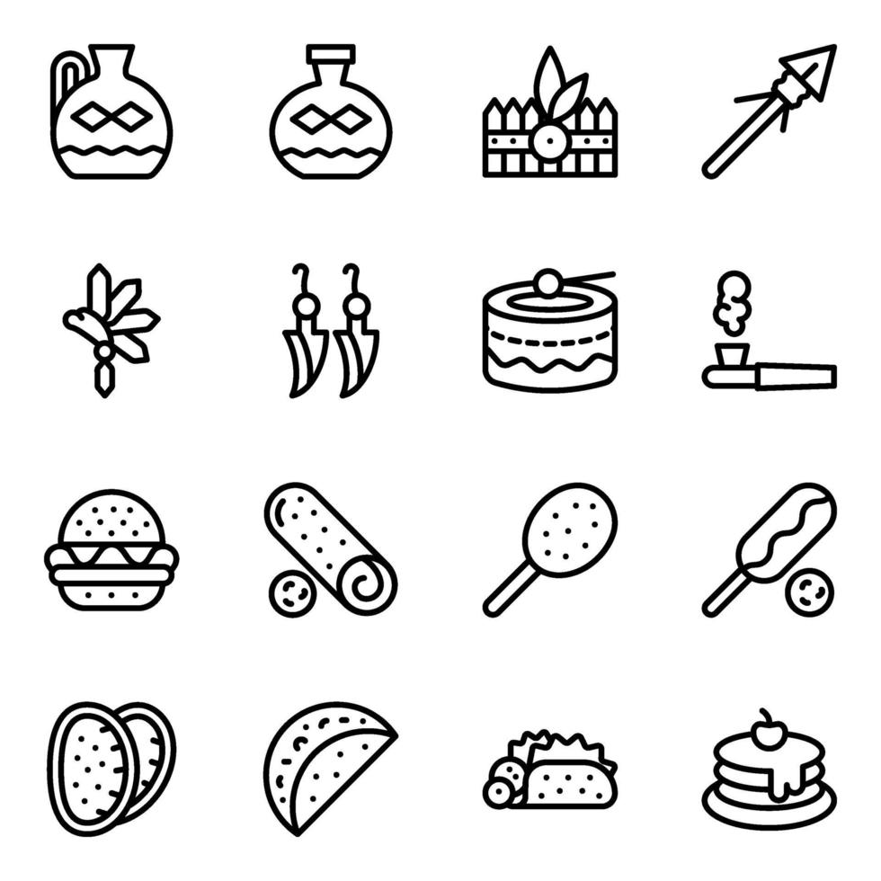 Amerikaans eten en decoratief aardewerk vector