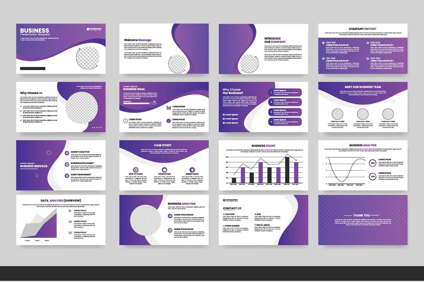 vector bedrijf Power Point presentatie dia's sjabloon Purper kleur ontwerp minimalistische bedrijf lay-out sjabloon ontwerp