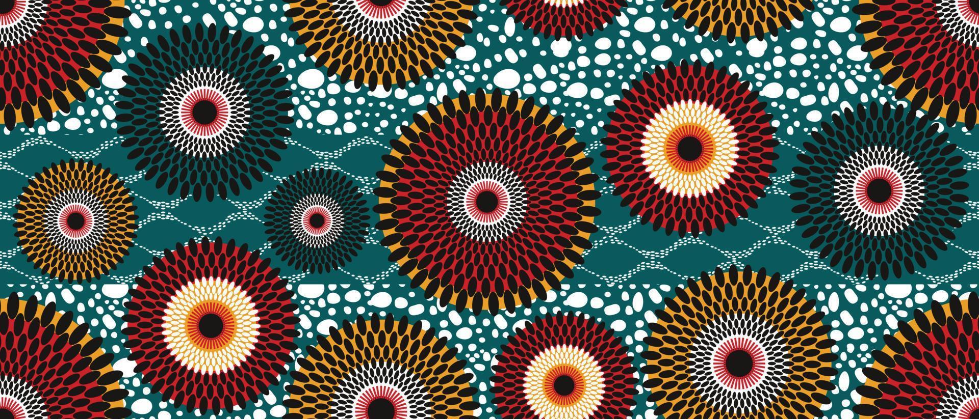 Afrikaanse etnisch traditioneel blauw patroon. naadloos mooi kitenge, Chitenge,Ankara stijl. mode ontwerp in kleurrijk. meetkundig cirkel abstract motief. bloemen bloem Ankara afdrukken, Afrikaanse was- prints vector