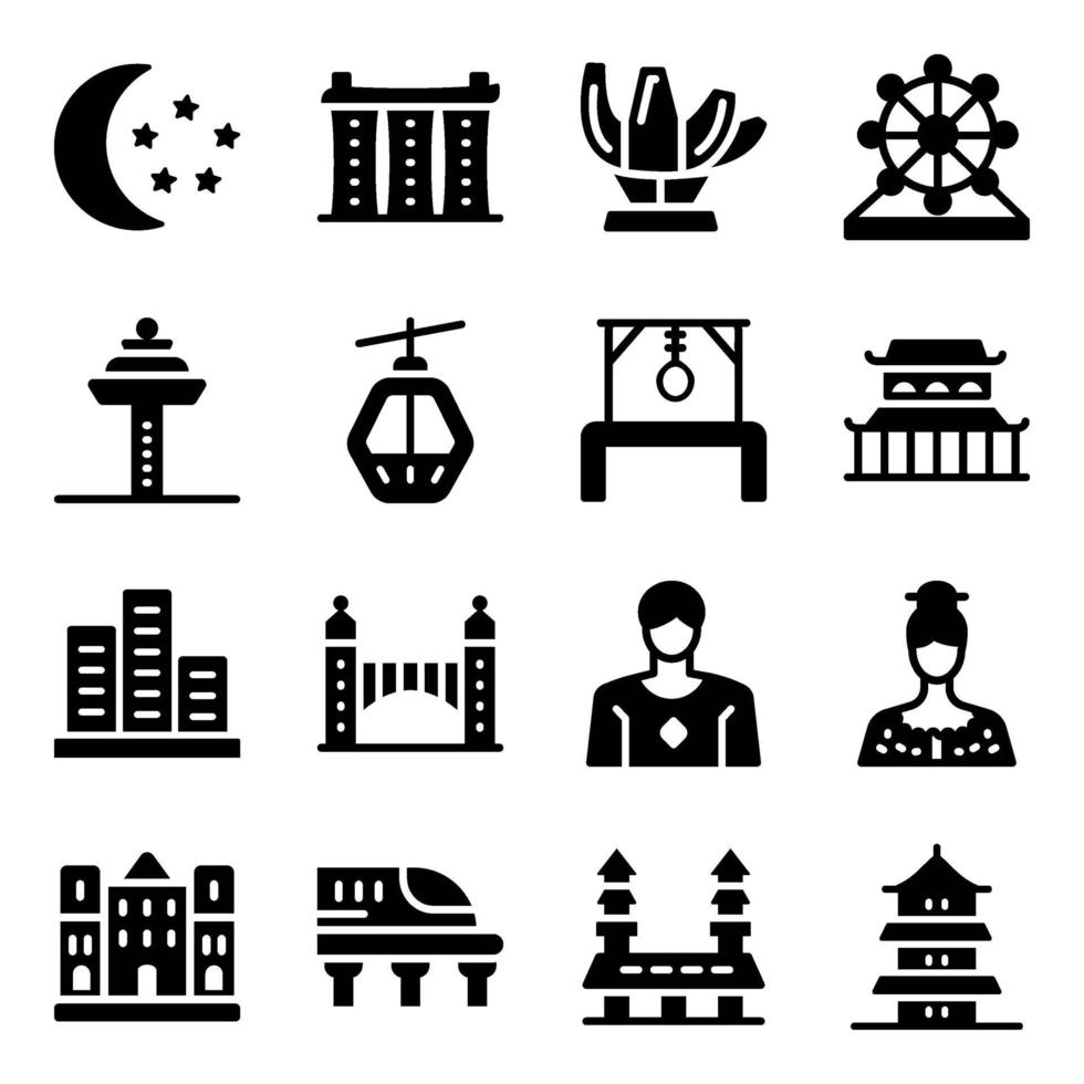 singapore cultuurelementen vector