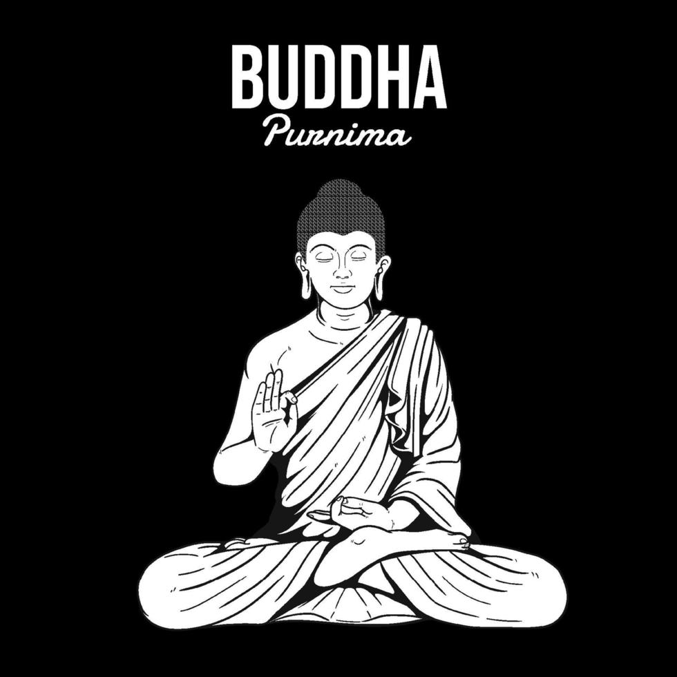 Boeddha purnima wensen groeten met een Boeddha minimaal vector illustratie.