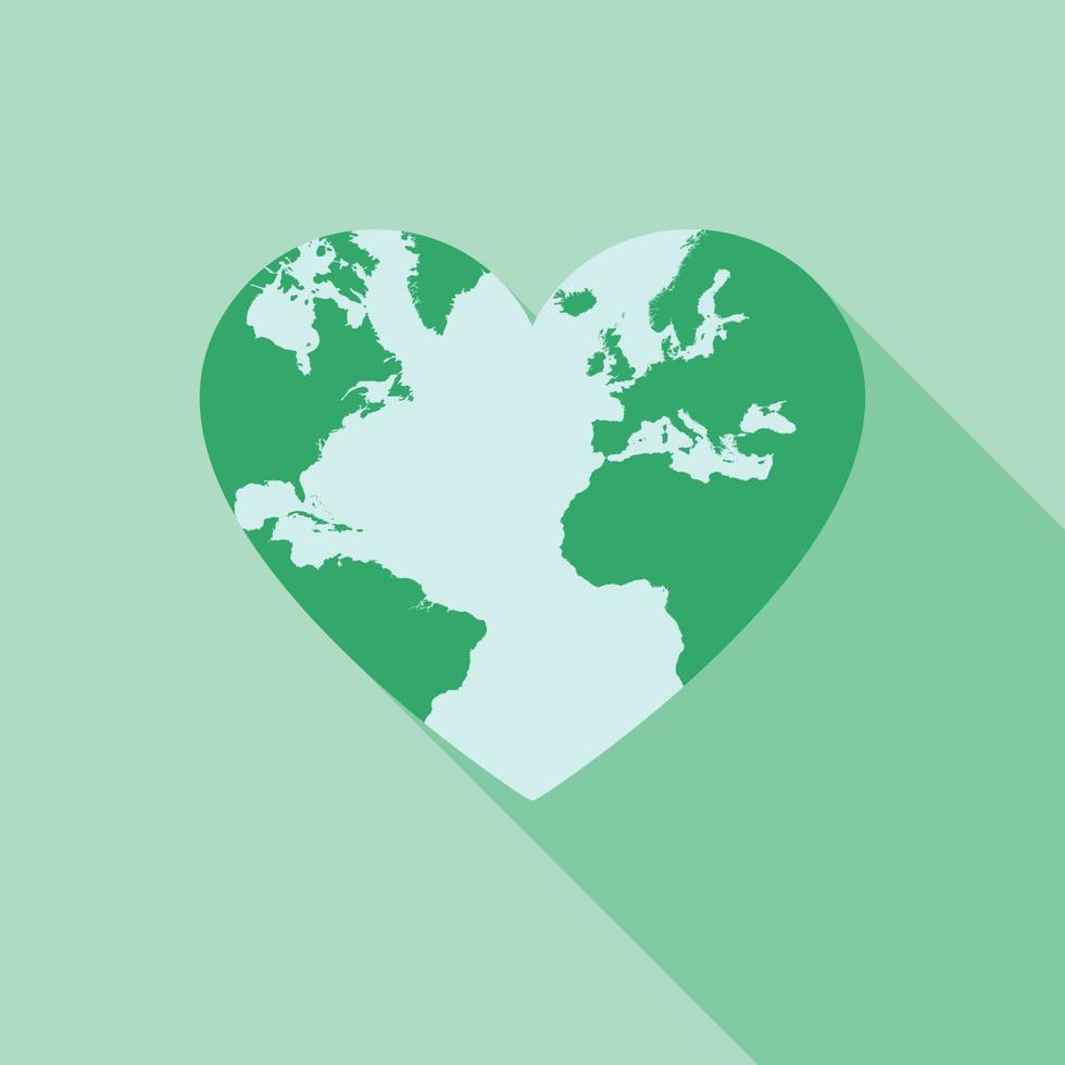 wereldbol hart met lang schaduw, wereld Gezondheid dag concept. vector