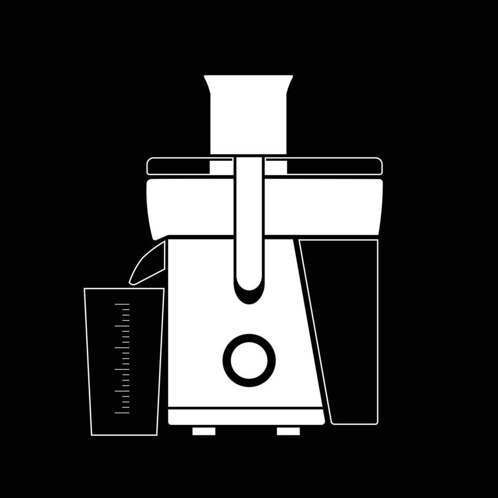 sapcentrifuge vlak silhouet vector Aan zwart achtergrond. silhouet werktuig icoon. reeks van zwart en wit symbolen voor keuken concept, keuken apparaten, keuken huishoudelijke apparaten, keuken gadgets, keukengerei