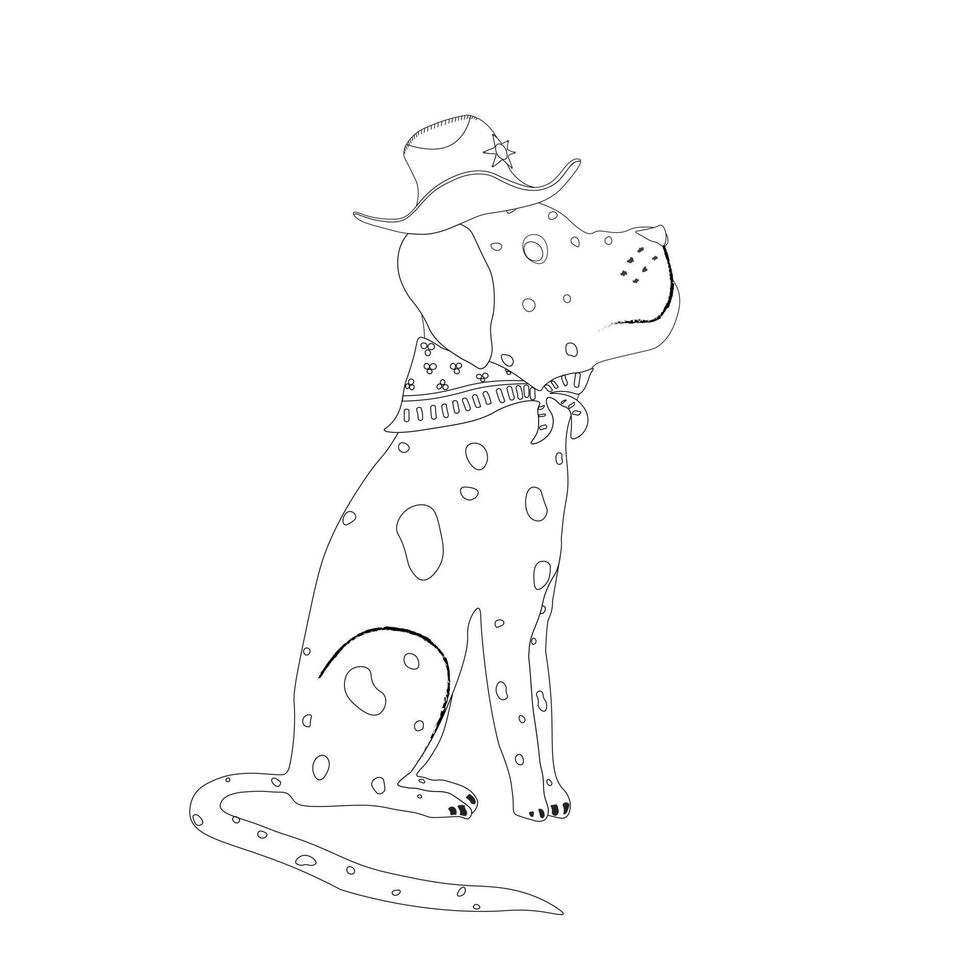 schattig honden schets vector in tekenfilm stijl. zittend dalmatiër hond vlak vector in schetsen stijl. verzameling van schattig huisdieren.