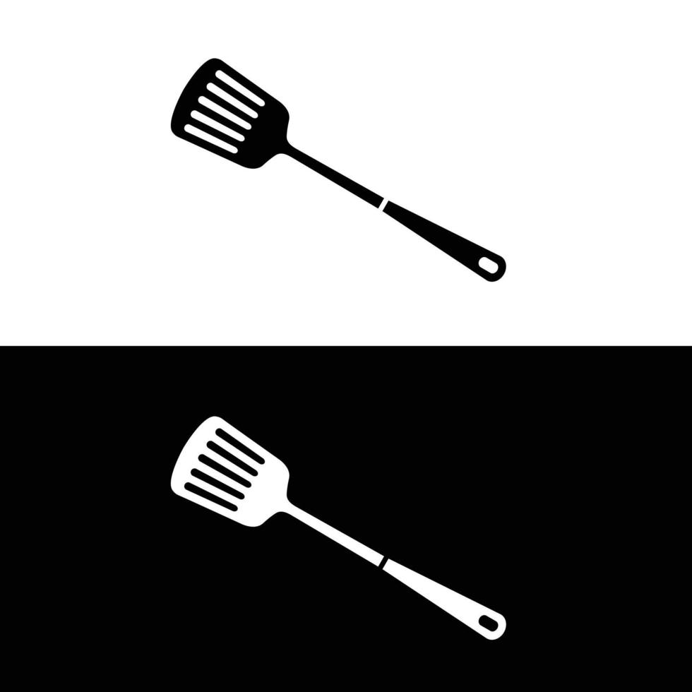 spatel vlak silhouet vector. silhouet werktuig icoon. reeks van zwart en wit symbolen voor keuken concept, keuken apparaten, keuken gadgets, keuken hulpmiddelen, keukengerei vector