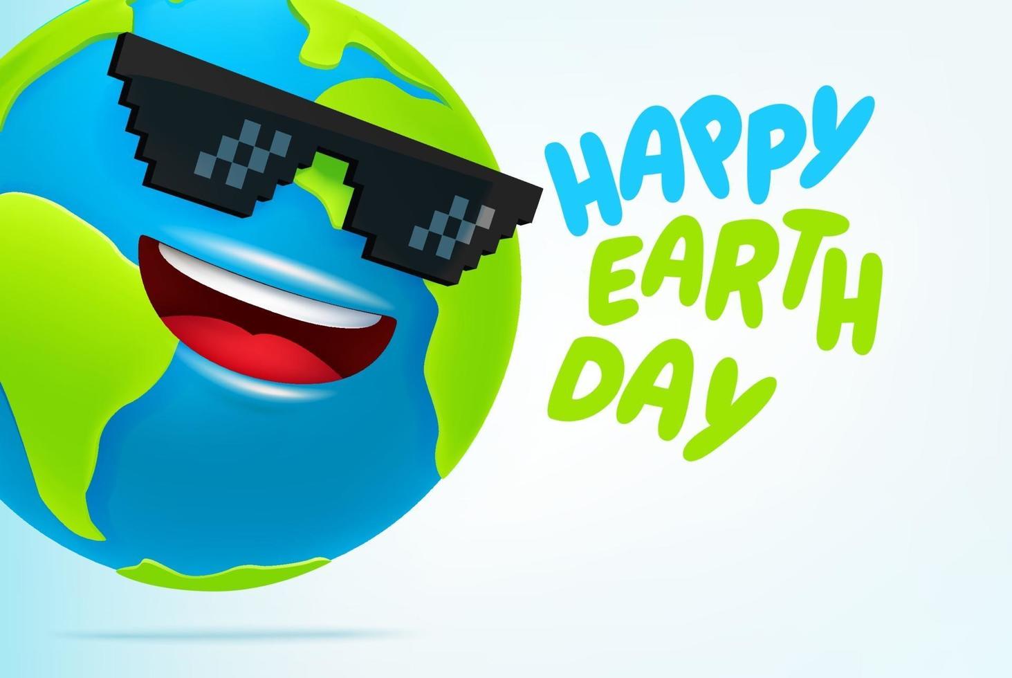 gelukkig aarde dag concept. 3D-stijl grappige aarde met zonnebril vector